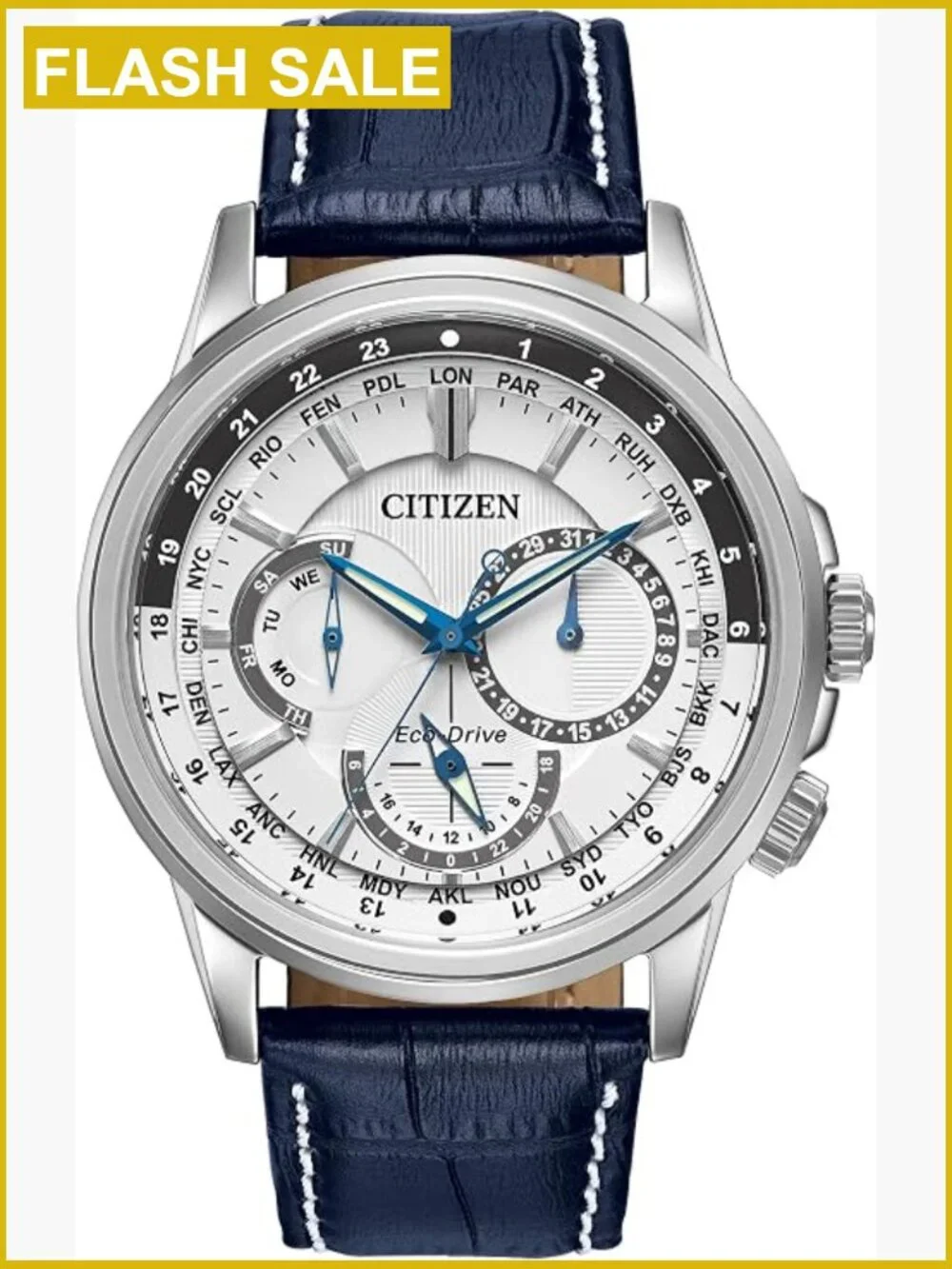 Men's Eco-Drive Chronograph Watch 44mm Stainless Steel Solar Powered 100m WR